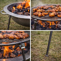 Portable Outdoor Tripod Grill and Fire Pit for Picnics and Camping, Charcoal Brazier with Handle