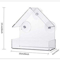 Acrylic House-Shaped Transparent Window Bird Feeder for Balcony