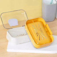 Transparent Flip-Top Soap Dish with Lid and Drainage for Home, Travel, and Dorms