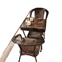 Rattan Wicker Bistro Set with Coffee Table and Chairs for Balcony Patio Outdoor Indoor Use