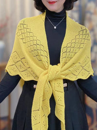 2025 Autumn New Knitted Hollow Out Solid Color Shawl for Women, Fashion Versatile Neck Protection Sunscreen Triangle Scarf