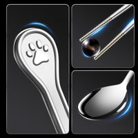 304 Stainless Steel Portable Cat Paw Cutlery Set with Case for Students & Camping