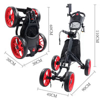 Foldable 4-Wheel Golf Push Cart with Seat Option for Golf Course