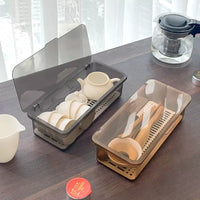 Stackable Dustproof Tea Set Storage Box with Lid for Teacups, Teapots, and Tea Leaves