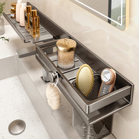 No-Drill Bathroom Mirror Front Shelf with Suction Cups for Washbasin & Faucet Storage