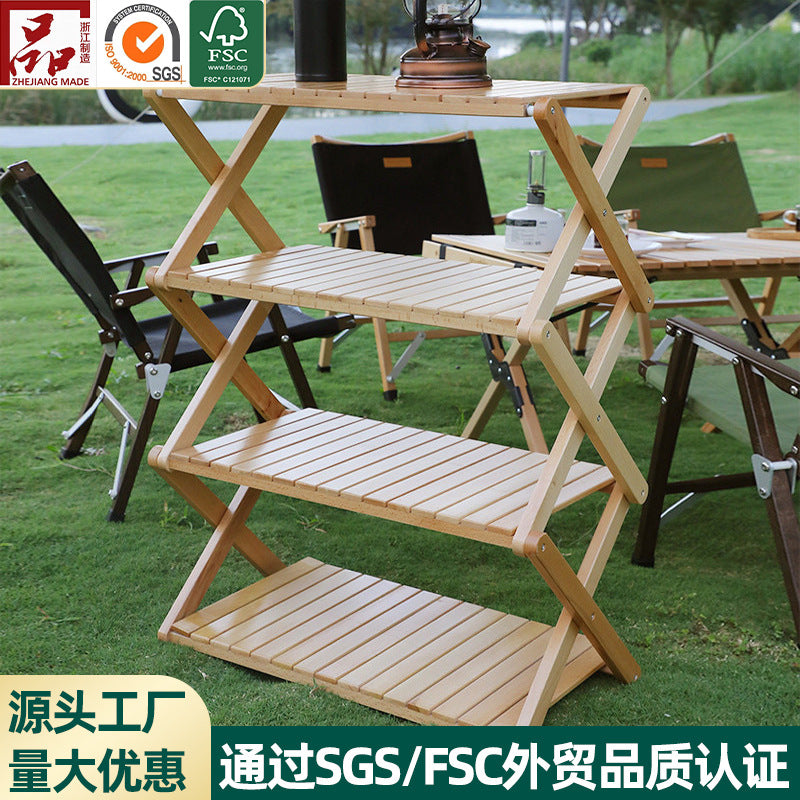 Portable Multi-functional Camping Storage Rack with Adjustable Shelves