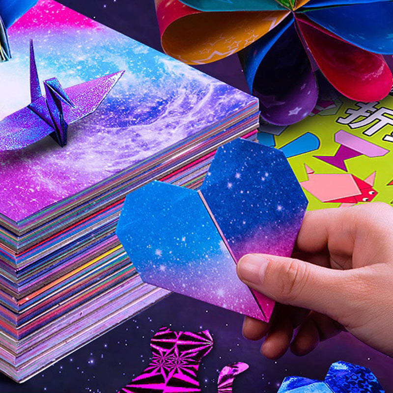 Double-Sided Starry Sky Origami Paper for Kids, 15cm Square Printed Craft Paper for DIY Cranes and Educational Activities