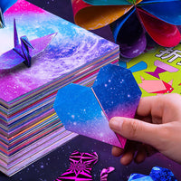 Double-Sided Starry Sky Origami Paper for Kids, 15cm Square Printed Craft Paper for DIY Cranes and Educational Activities