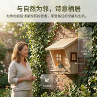 Wooden Bird Feeder House for Outdoor Garden Hanging, Pine Wood