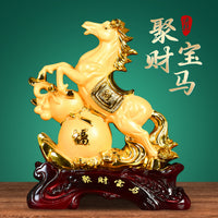 Resin Galloping Horse Figurine for Home and Office Decor, Feng Shui Prosperity Gift