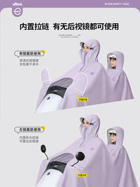 Electric Scooter Rain Poncho for Two with Child Seat, Full Body Waterproof Raincoat for Adults