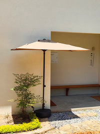 Half Patio Umbrella with Adjustable Height for Balcony Garden, Wall-Mounted Outdoor Sun Shade