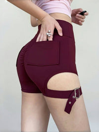 Women's High Waist Yoga Shorts with Pockets, Quick Dry Workout Shorts, Summer Peach Butt Lifting Athletic Shorts