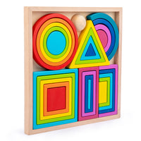 Wooden Rainbow Stacking Blocks Educational Toy for Toddlers and Preschoolers