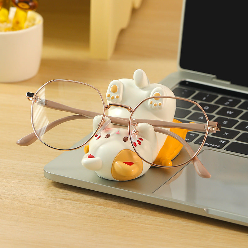 Cute Cat Resin Phone Holder & Glasses Display Stand for Desk Decor