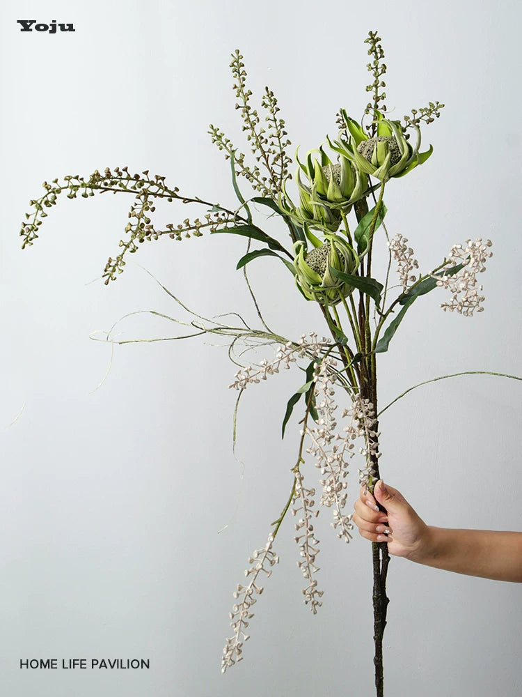 Nordic Faux Flower Bouquet with King Protea - Luxury Artificial Floral Arrangement for Home Decor