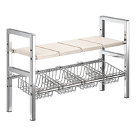 Expandable Stainless Steel Under-Sink Organizer Rack for Kitchen Storage