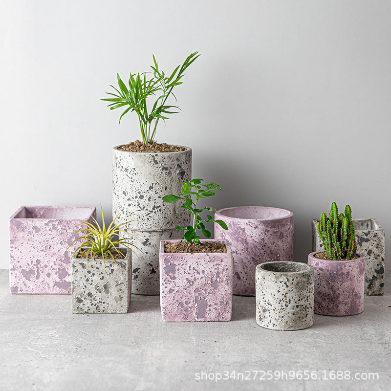 Vintage Cement Planter Pot for Indoor Outdoor Plants