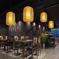 New Chinese Style Bamboo Woven Pendant Light for Restaurants and Hotels