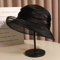 Hepburn Style Mesh French Bucket Hat for Women - Beach Sun Protection Straw Fisherman Hat