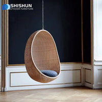 Woven Outdoor Hanging Basket Swing Chair for Balcony, Rattan Bird's Nest Leisure Sofa Rocking Chair Furniture