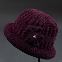 Women's Winter Knit Beanie Hat and Scarf Set for Middle-Aged and Elderly, Fleece Lined Warm