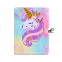 Kids Plush Unicorn Diary with Lock, Cartoon Notebook for Girls, Students, and Kindergarten Gifts