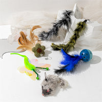 Cat Teaser Wand with Feather Refills and Extendable Rods
