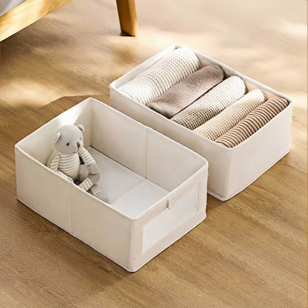 Foldable Cotton Linen Fabric Storage Box with Clear Window for Clothes and Wardrobe Organization