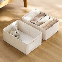 Foldable Cotton Linen Fabric Storage Box with Clear Window for Clothes and Wardrobe Organization