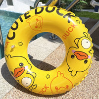 Inflatable Duck/Dinosaur/Floral Swim Ring for Kids & Adults with Handles, Thickened PVC Pool Float