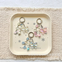 Japanese Style Sweet Gardenia Butterfly Keyring Car Ornament Luggage Charm