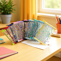 A5 Laser Heart Zipper Binder for Stickers and Cards, 6-Hole Loose-Leaf Notebook