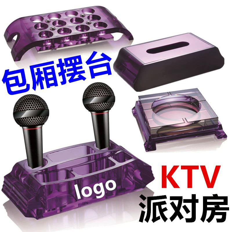 Acrylic Fruit Plate, Ashtray, Ice Bucket, and Microphone Stand for KTV Bar Party Room Decor