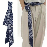 Japanese Retro Blue Casual Belt Scarf Waist Accessory for Couples
