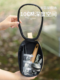 Outdoor Transparent Bowl Bag Cutlery Set - 10-Piece Camping Picnic BBQ Cookware Organizer