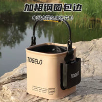 Foldable Fishing Bucket with Rope and Optional Net, Portable Live Fish Container for Outdoor Angling
