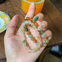 Ice-Grade Peach Blossom Agate Peacock Agate Beaded Bracelet
