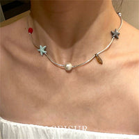 DIY Starfish Pearl Necklace Summer Beach Vacation Jewelry for Women
