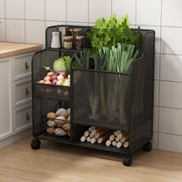 Multi-Layer Kitchen Pot Rack with Wheels, Heavy Duty Floor Standing Storage Shelf for Vegetables and Cookware