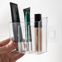 Wall-Mounted Punch-Free Transparent Cosmetic Storage Box for Bathroom Mirror Cabinets