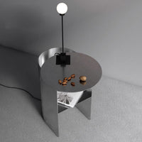 Light Luxury Metal Nightstand, Stainless Steel Modern Minimalist Sofa Side Table, Small End Table for Living Room Bedroom Bedside Storage Rack