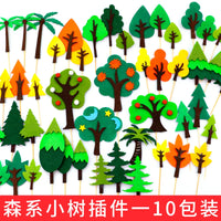 Christmas Felt Tree Cake Toppers Forest Theme Decorations