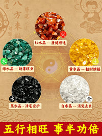 Natural Five-Color Crystal Stone Set for Wealth and Feng Shui Decor