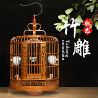 Large Engraved Bird Cage for Myna and Thrush, Home Bathing Cage, Exquisite Carved Birdcage