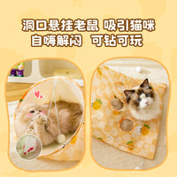 Cat Tunnel Play Mat with Crinkle Paper, Chew Toys, and Plush Balls for Indoor Cats