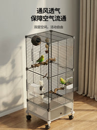 Large Bird Cage for Parrots, Budgies, Cockatiels, and Peonies - Splash-Proof Luxury Villa with Breeding Box