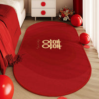 Red Wedding Aisle Runner Mat for Bedroom and Wedding Decor, Oval Shape