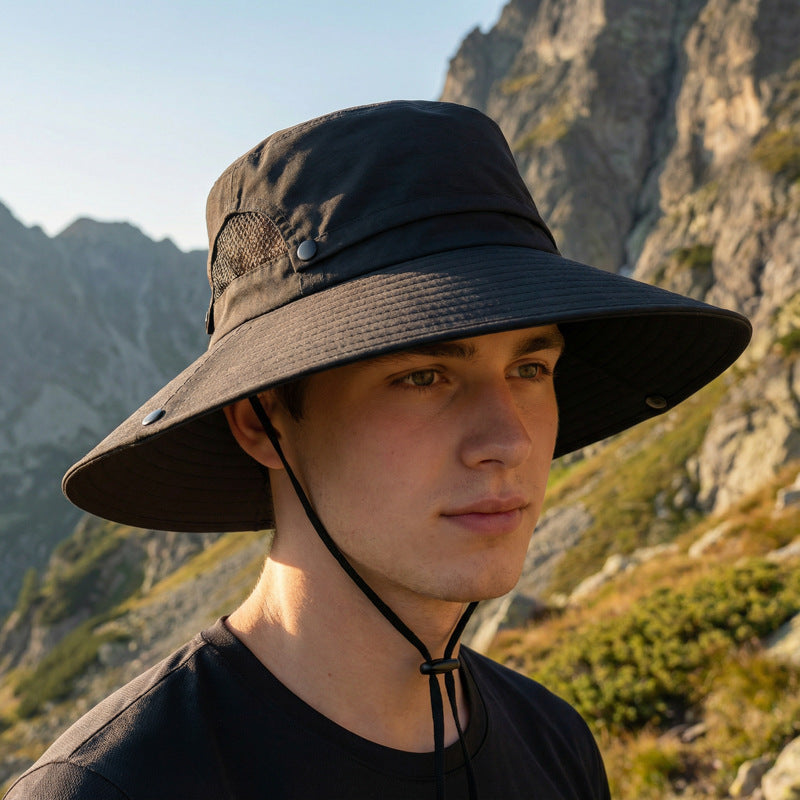 Men's Wide Brim Sun Hat with Detachable Top for Outdoor Activities