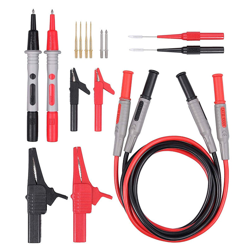 Multifunction Multimeter Test Leads Kit with Interchangeable Probes, Piercing Needles, and Alligator Clips for Auto Repair